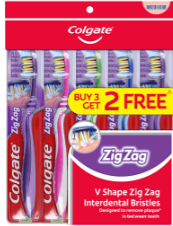 COLGATE - V SHAPE ZIG ZAG - TOOTHBRUSH (1 PACK = 5 PCS)