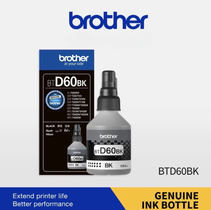 BROTHER BT5000C/M/Y/BTD60BK GENUINE INK CARTRIDGE PAGE YIELD UP TO 5K/6.5K PAGES