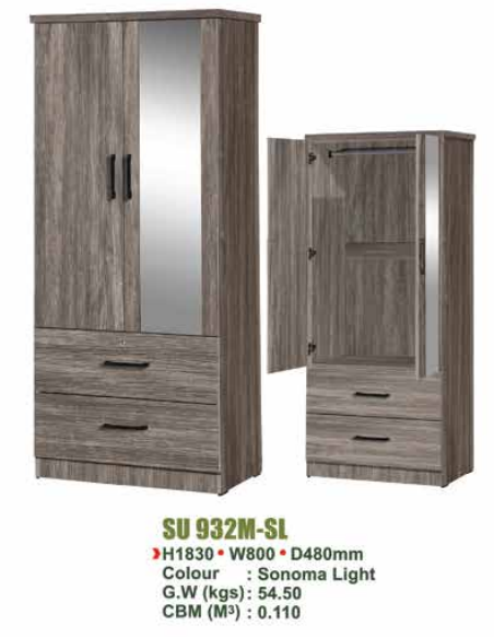 SU WARDROBE & WARDROBE WITH MIRROR SU 932M - SL/N.OAK
