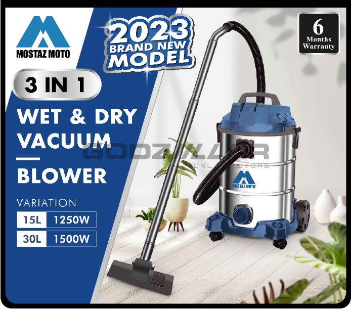 MOSTAZ Moto 15L & 30L (3IN1) Vacuum Cleaner | Wet & Dry Vacuum Cleaner | Vacuum + Blower
