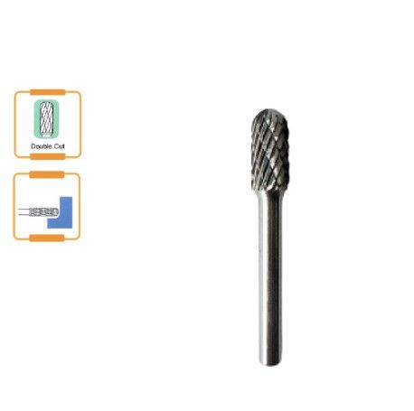 TBS TUNGSTEN CARBIDE ROTARY BURR CYLINDER RADIUS END (DOUBLE CUT)