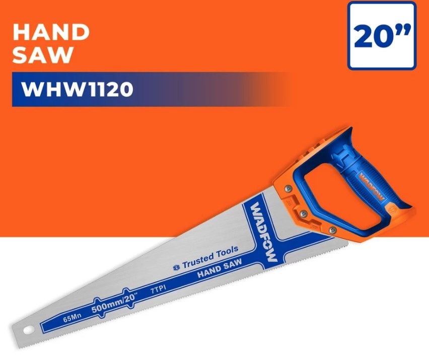 WADFOW HAND SAW WITH TEETH PROTECTOR & MANGANESE STEEL (20" X 500MM/0.9MM/7 TPI/65MN) WHW1120