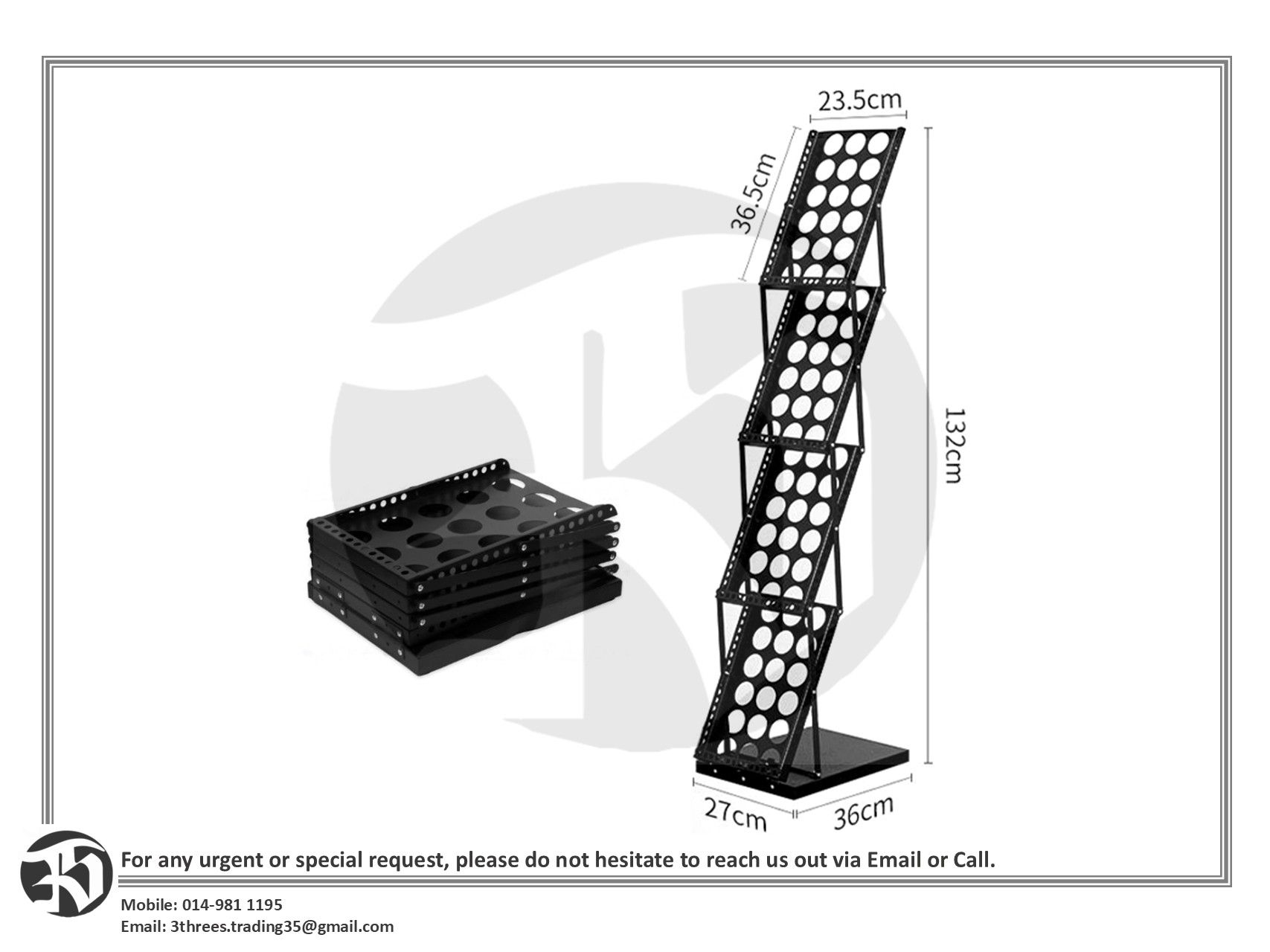 Foldable Metal 4 Layer Magazine Rack/Stand