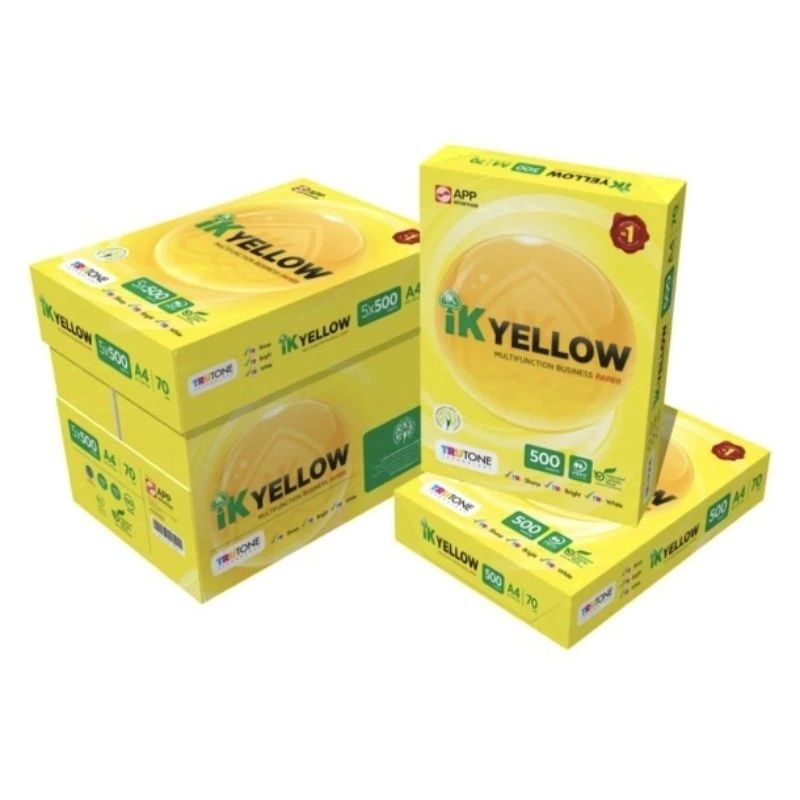IK Yellow A4 Paper 70gsm 1 Carton Box (5 Reams) (500 sheets/ream)