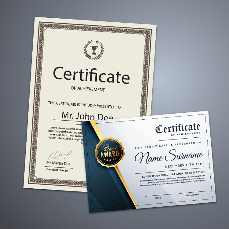 OEM Custom A4 Certificate Printing (Free Design)