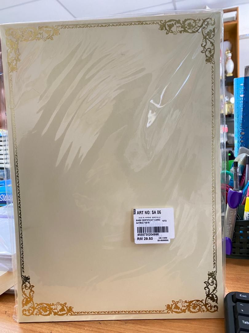CERTIFICATE A4 160GSM 100Sheets/pac
