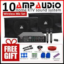 AmpAudio Karaoke Speaker Set 10inch speaker Full set (Wireless Mic Package)