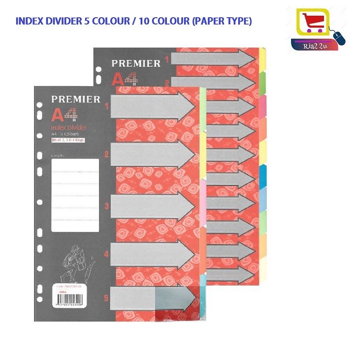 Index Divider 5 Colours / Paper Index / Index Divider 5c / Index RTSB - Premier /ABBA A4