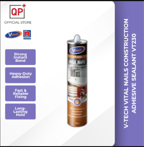 V-TECH VITAL NAILS CONSTRUCTION ADHESIVE SEALANT VT230 SILICONE (WOOD SKIRTING) l PELEKAT l 胶黏-