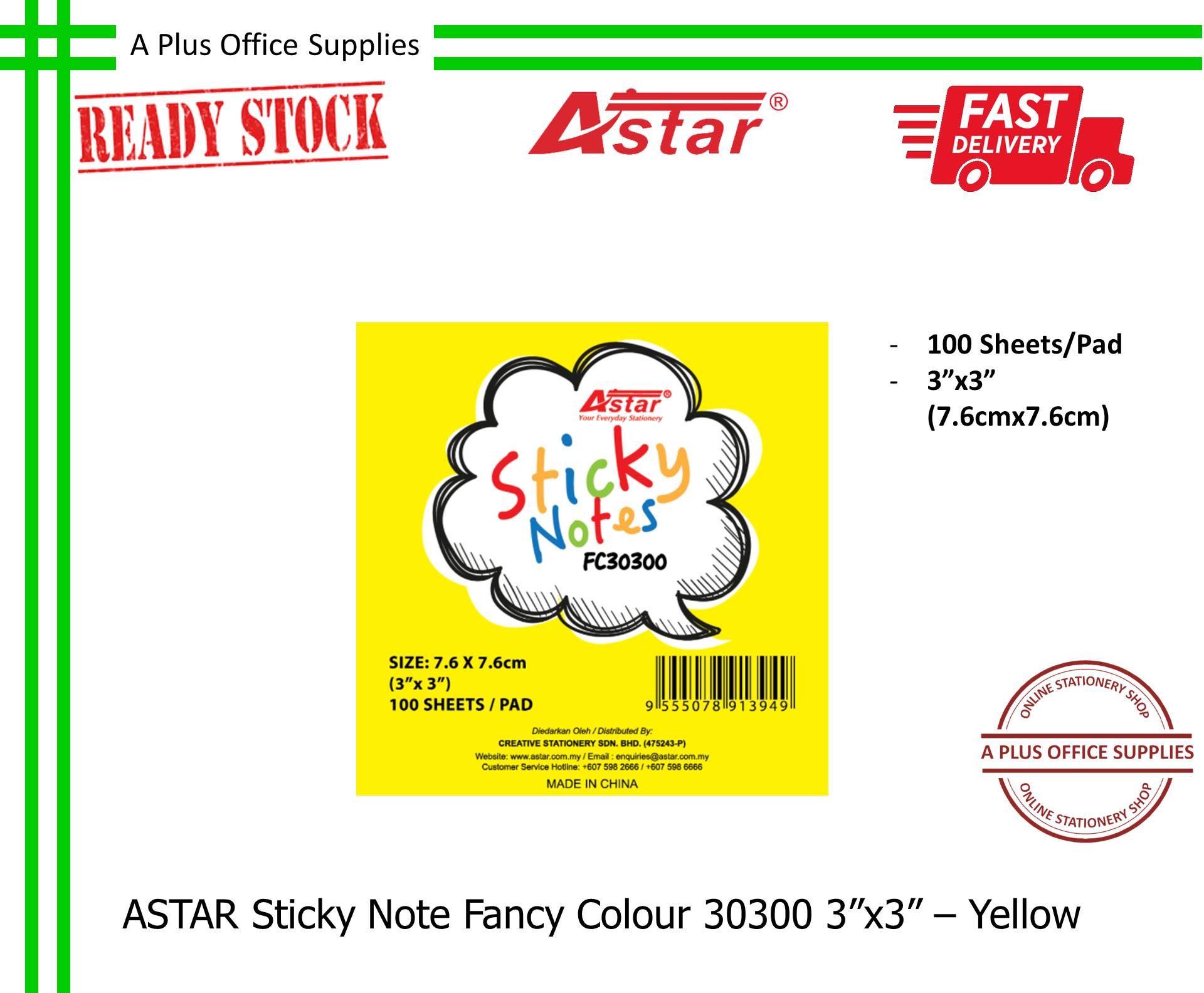 ASTAR Sticky Note FC30300 3"x3" / Nota Berpelekat Sendiri - Random Colour
