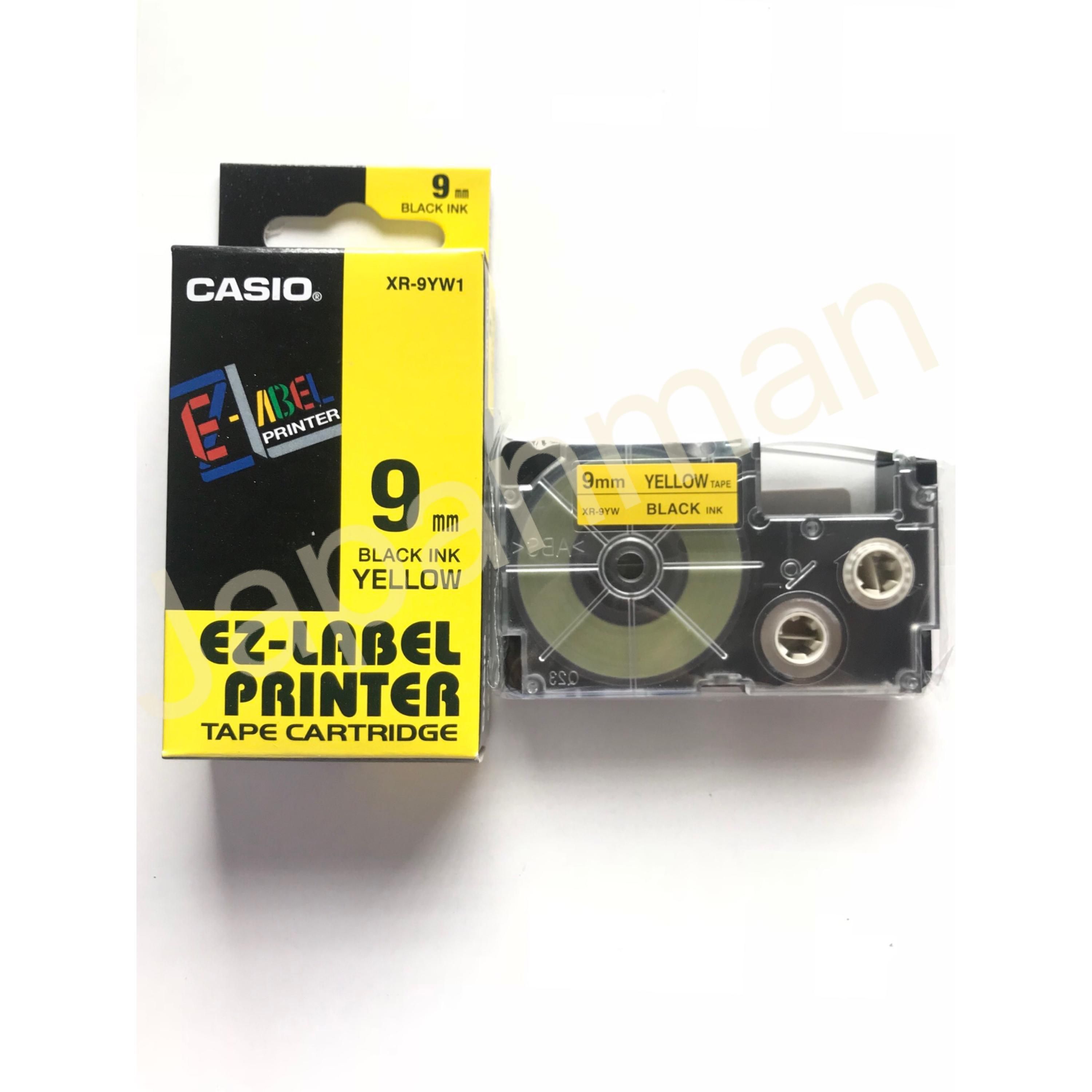 Casio EZ-Label Printer Tape Cartridge Black On Yellow XR-9YW1 9mm