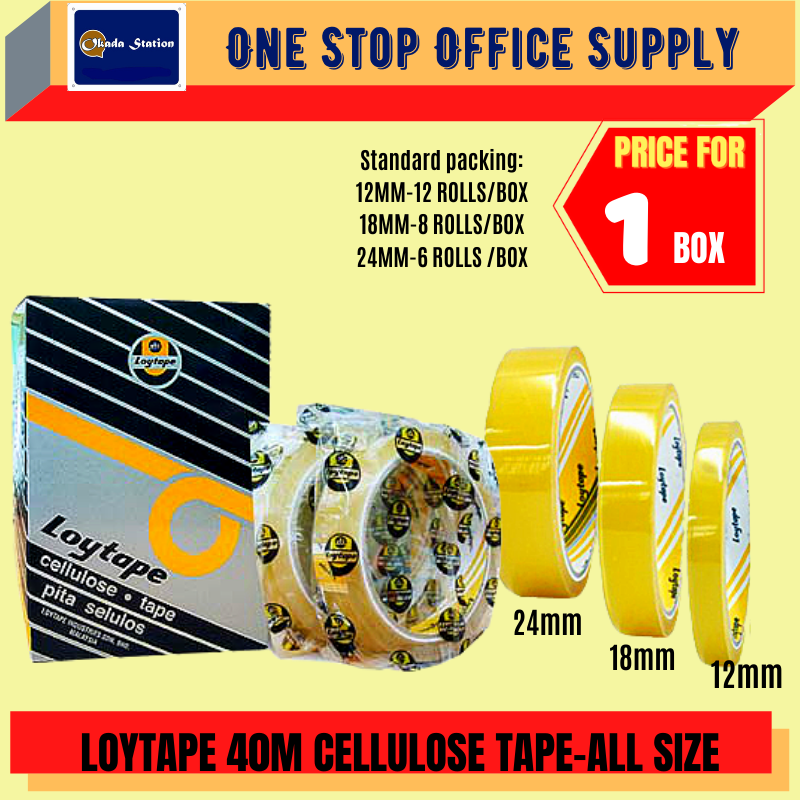 LOYTAPE -40M ALL SIZE / CELLOPHANE TAPE / LOYTAPE / TAPE / SELOTAPE / CELLULOSE TAPE / 12MM / 18MM / 24MM