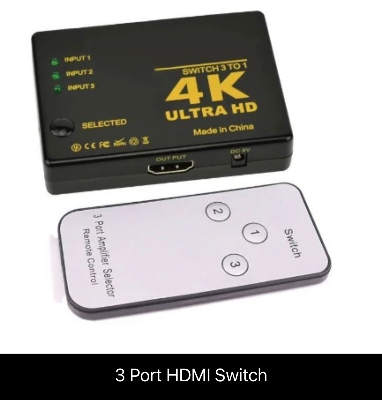 HDMI Splitter Hub with Remote Control Switch 4K 1080p