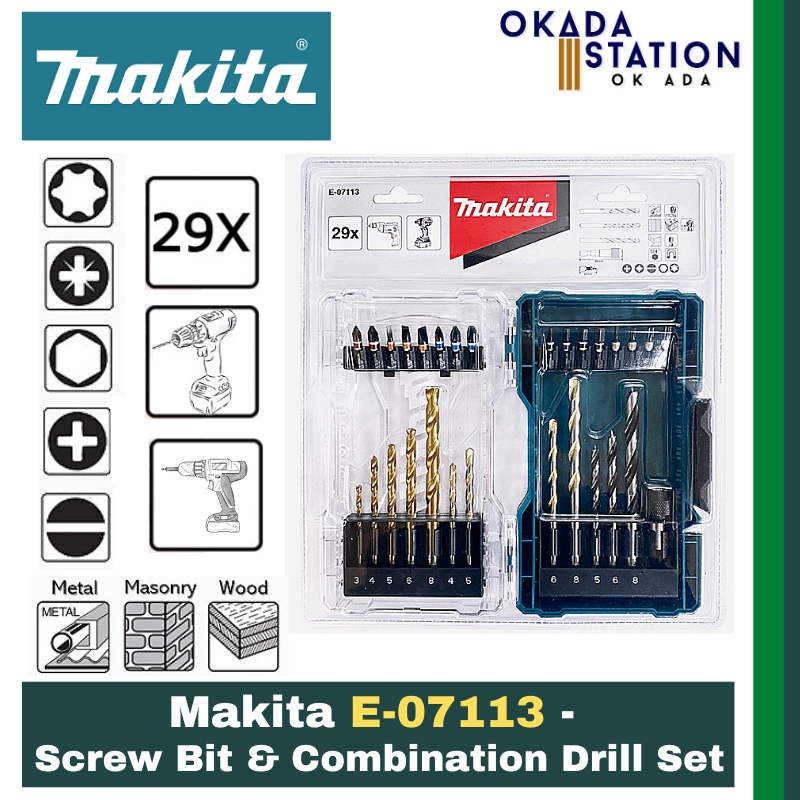 Makita E-07113 - Screw Bit & Combination Drill Set (29pcs) / Screw Bit Set / Combination Drill Set / Drill bit Set / Drill Bit / Screw Bit / Drill Bit Accessories