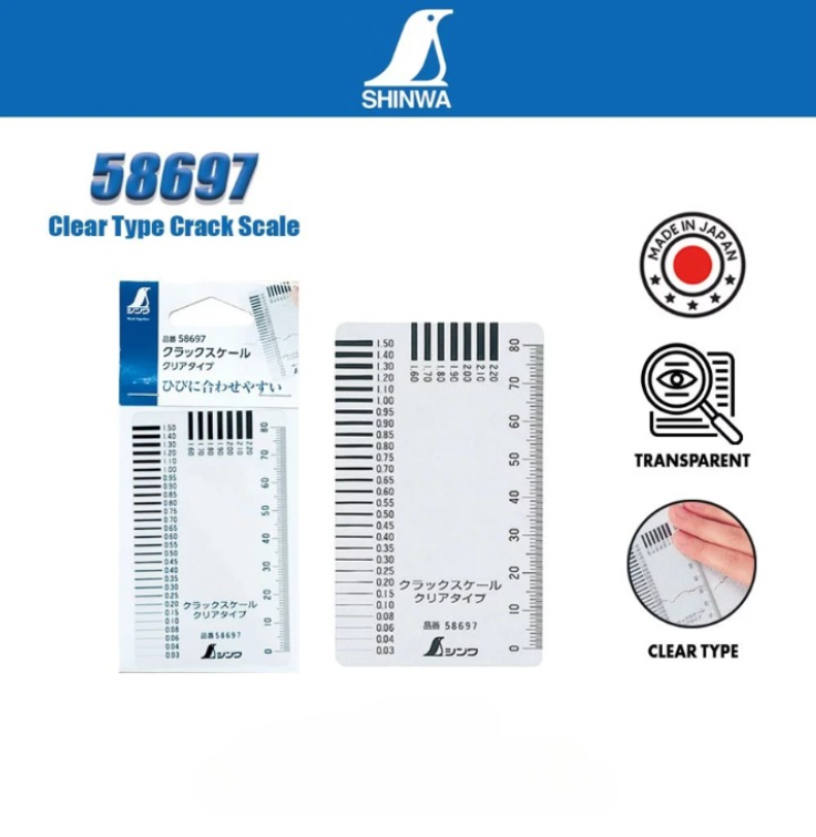SHINWA 0-80MM 1PC CLEAR TYPE CRACK SCALE CARD TRANSPARENT (58697)