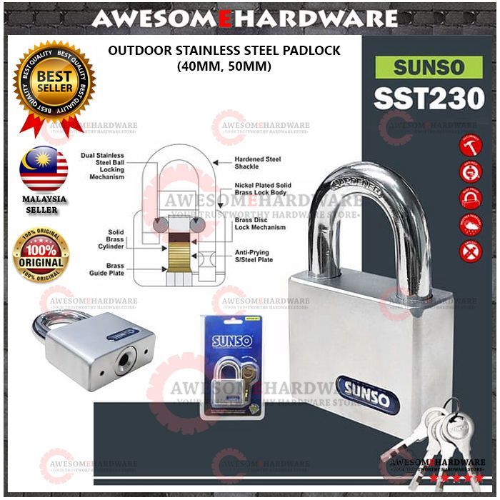 SUNSO SST outdoor Stainless Steel Padlock 50mm