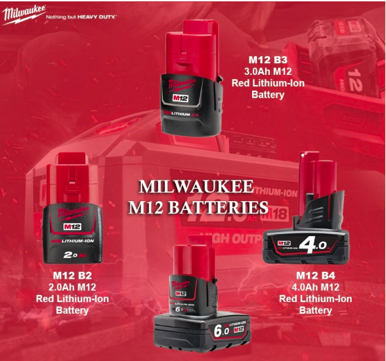 MIKLWAUKEE M12 2.0 / 3.0 / 4.0 / 6.0Ah REDLITHIUM-ION BATTERY
