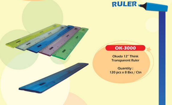 Transparent xtra thick Plastic Ruler / Okada / Ruler / Plastic Ruler / Extra Thick / Transparent ruler