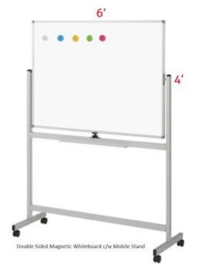 Mobile double sided magnetic whiteboard 4ft x 6ft