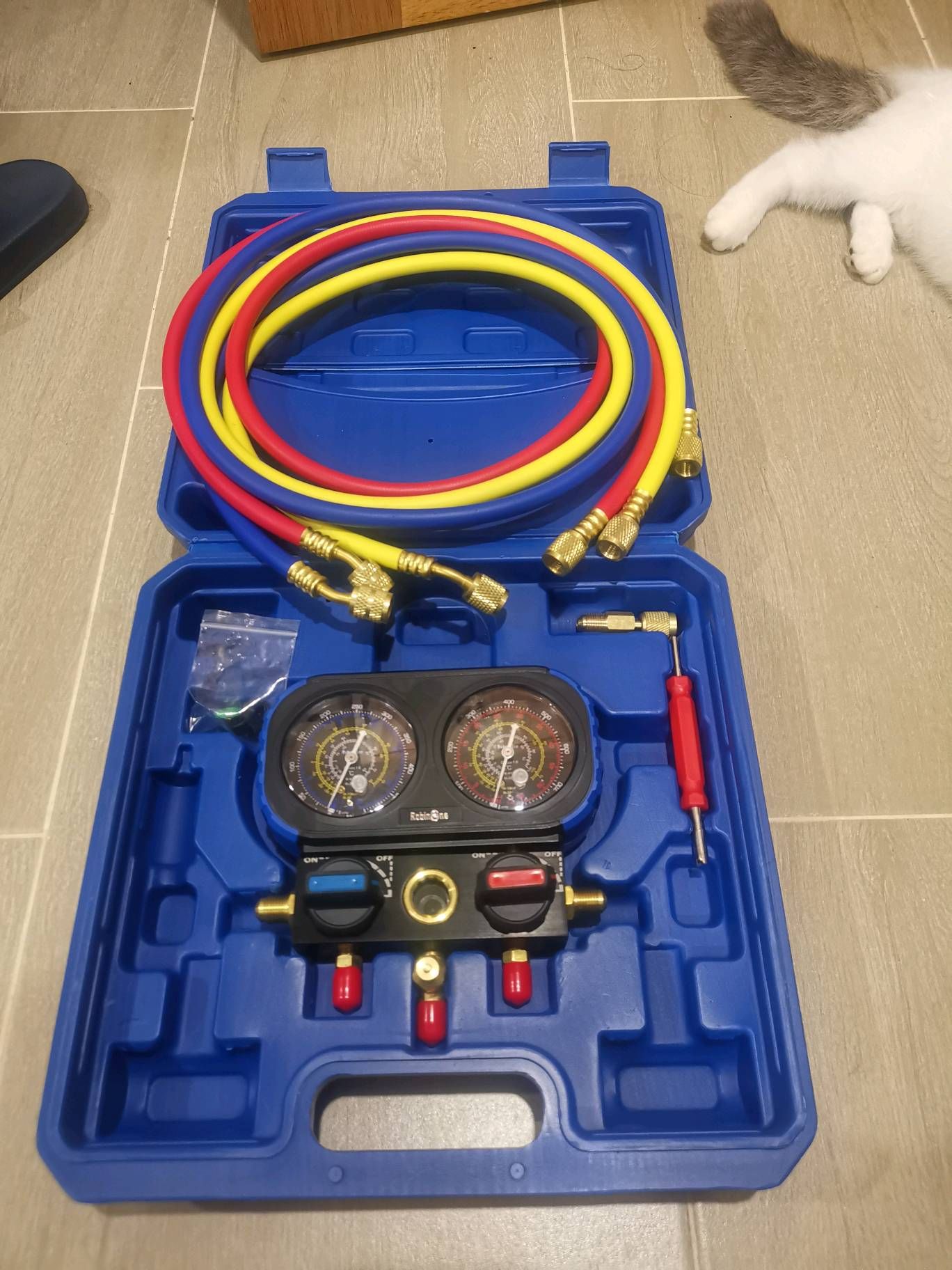 ROBINONE MANIFOLD GAUGE RMG-R32-B1 Gas Meter R410a R32 R22 R134a R407c R507 Air cond Aircon MANIFOLD VALUE