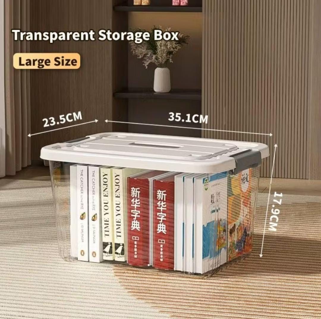 Storage clear box with cover and handle lock stackable capacity -25L