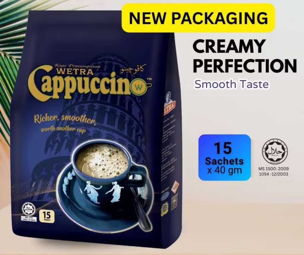 WETRA Kopi Pracampuran Italian Cappuccino (40gm x 15sc /Pack)