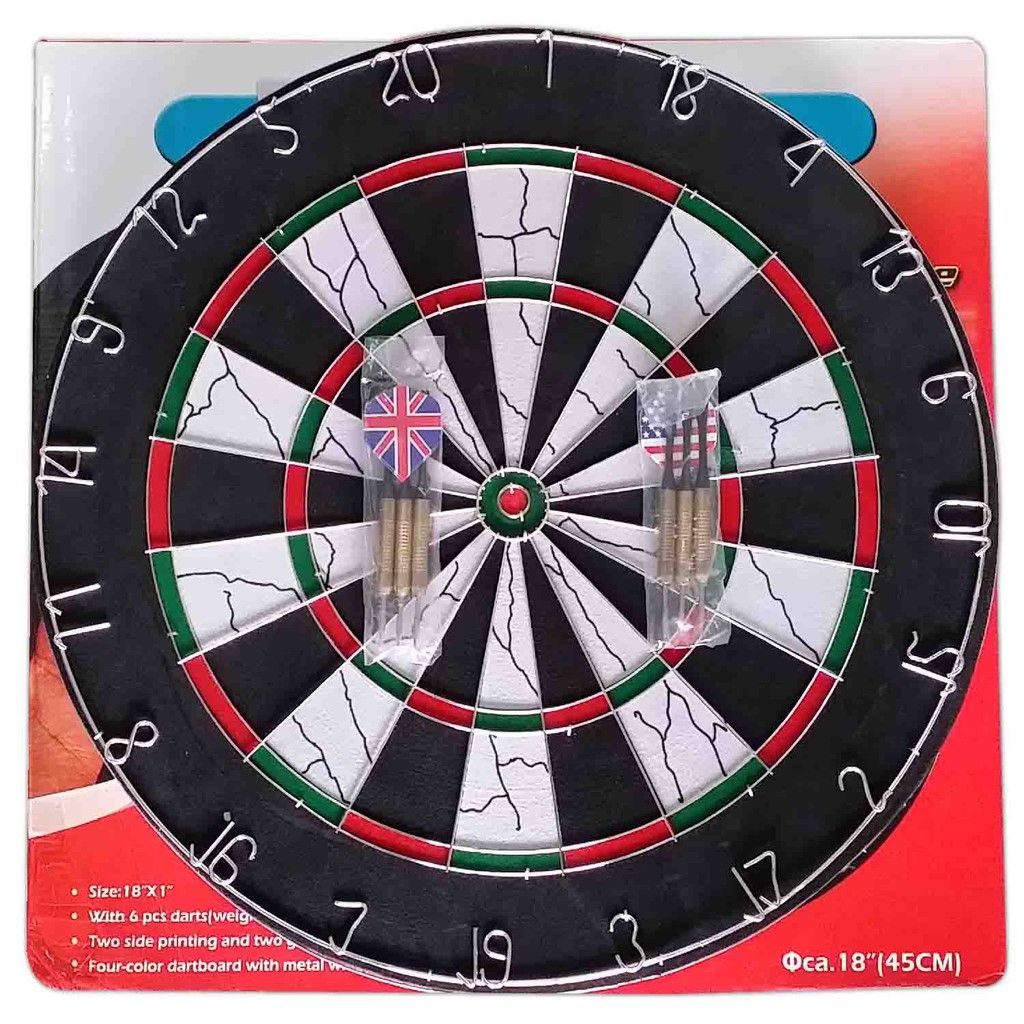 NA Dual Side Tournament Dart Board 18" x 1" (Free 6 Darts)