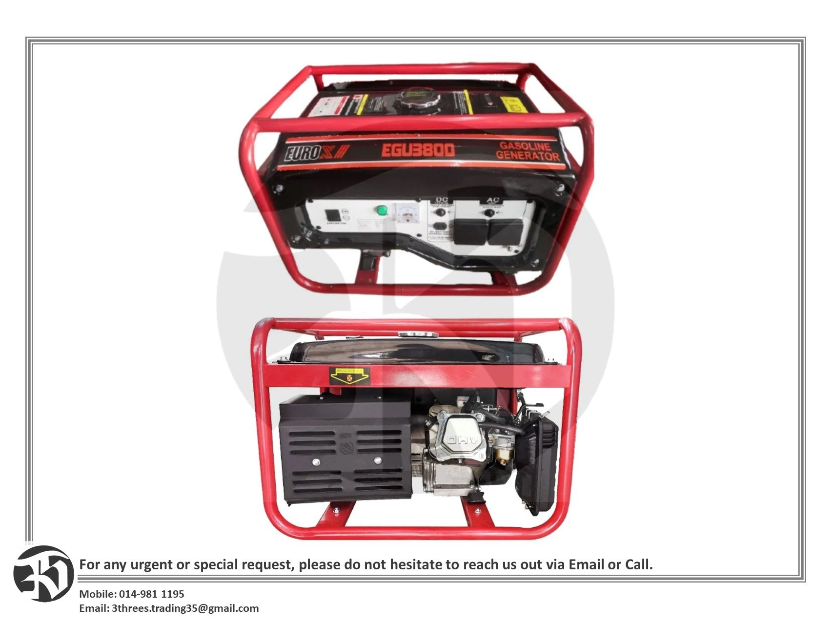 EUROX EGU3800 7HP 212CC 4-Stroke Gasoline Generator 3000W