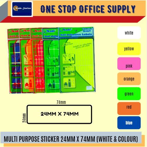 MULTI PURPOSE LABEL 24MM X 74MM -ALL COLOUR / Multi Purpose Label / Sticker Label / Colour Label / Colour Sticker / Label / Multipurpose Label
