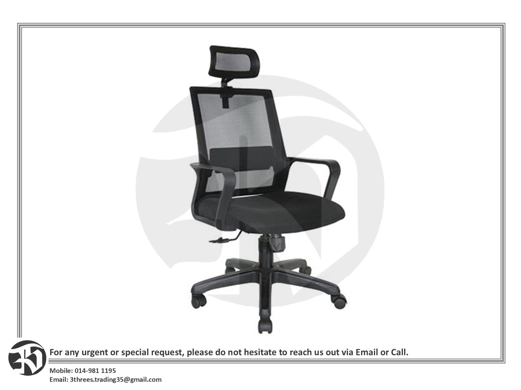 High Back Mesh Office Chair with Armrest and Polypropylene Leg