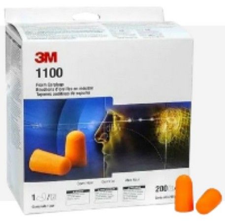 3M™ 1100 Uncorded Soft Foam Disposable Earplugs SNR 35 dB (200 Pairs/Box)