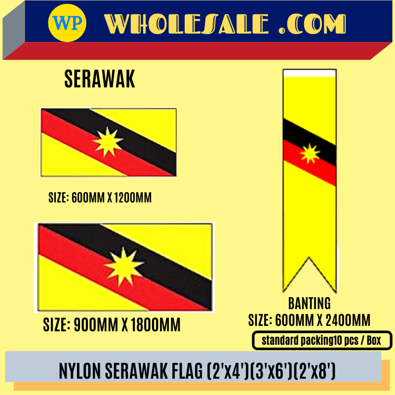 Sarawak Flag / Flag / Sarawak State Flag / Nylon / 2'x4' / 3'x6' / 2'x8' / F15170-SRW / F15210-SRW / F15232-SRW / Bendera Sarawak / Bendera