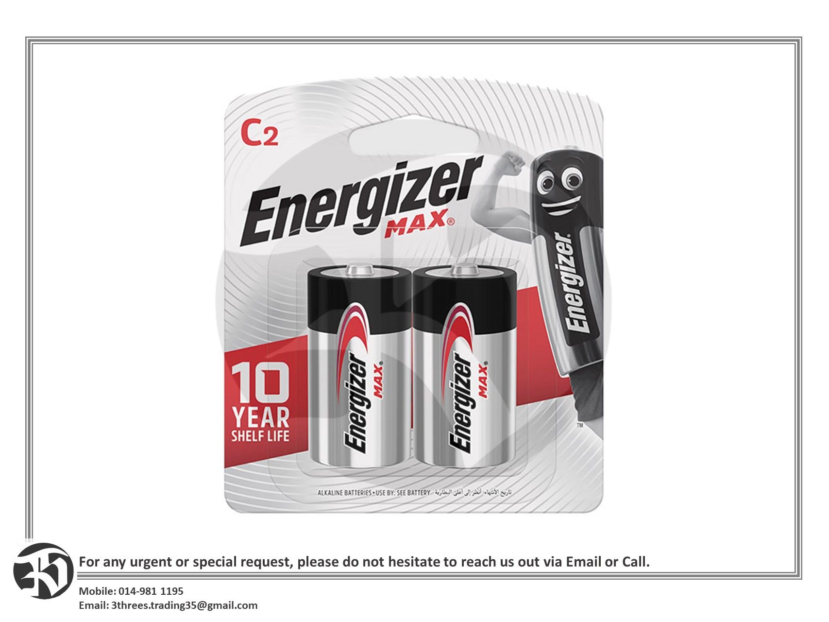 Energizer Max Battery C 2pcs/Card, 12 Cards/Box