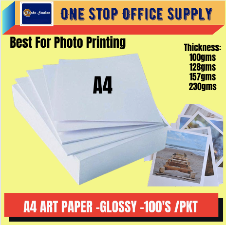 OK A4 ART PAPER / GLOSSY PAPER / PHOTO PAPER / ALL THICKNESS / 100 SHEETS