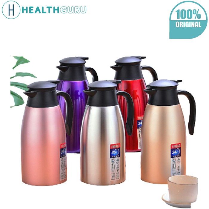 HealthGuru Stainless Steel Rust-Free 2L Insulated Vacuum Kettle Pot Thermo Tumbler Flask Bottle Dispenser (2 litre)