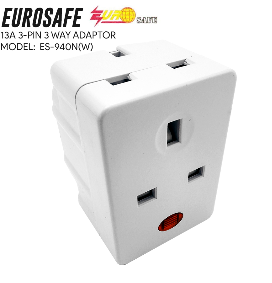 EUROSAFE - 13A UK PLUG 3-WAY ADAPTOR (ES-940N (W)) ADAPTER