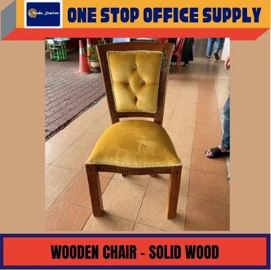 SOLID WOOD CHAIR WITH VELVET SEATER / CHAIR / SOLID WOOD CHAIR / KERUSI / OFFICE CHAIR