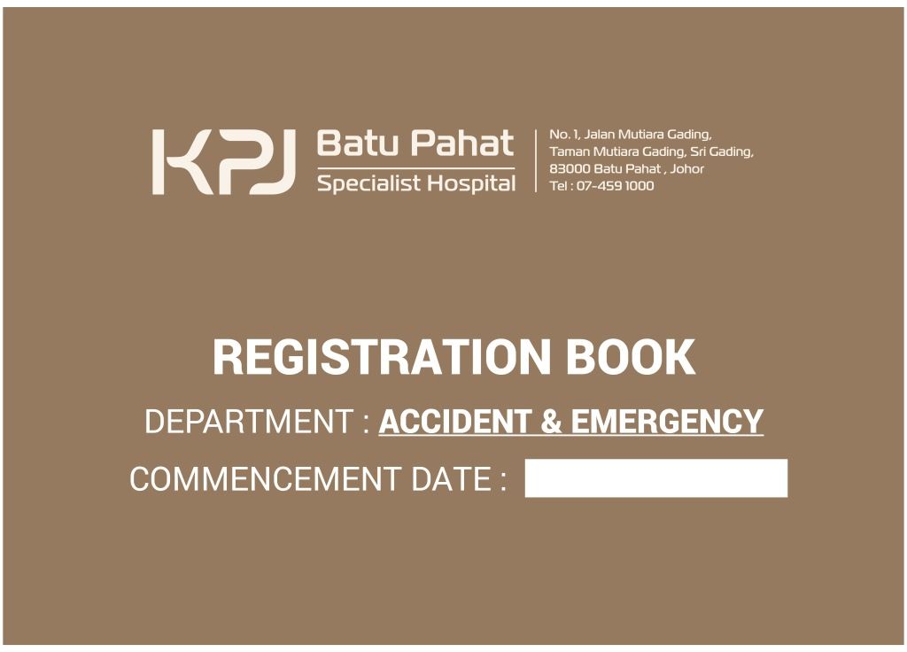 Hardcover Registration Book Accident & Emergency