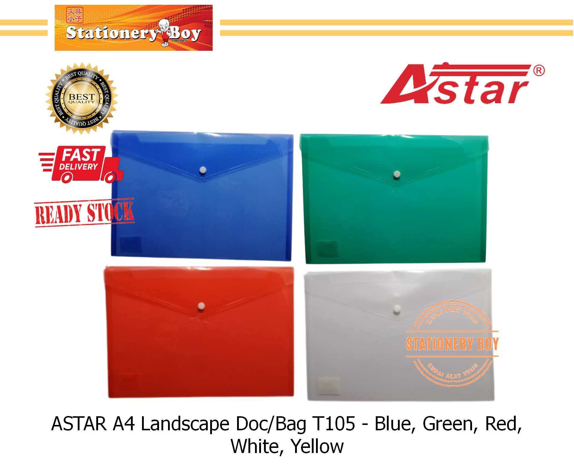 ASTAR A4 Landscape Document Bag T105 / Fail Dokumen - Blue, Green, Red, White, Yellow