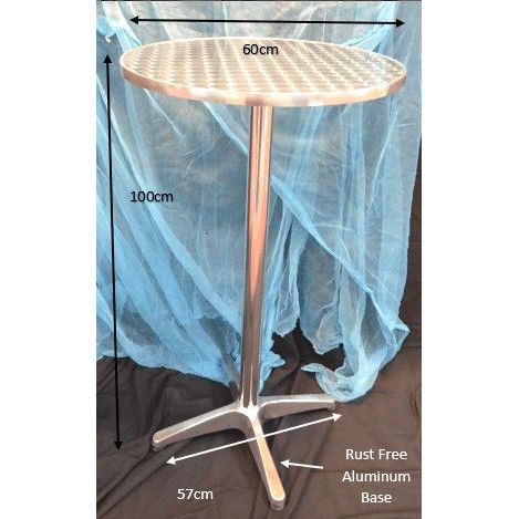 High Bar Table- Round 600mm, Rust Free aluminium leg 100 cm height