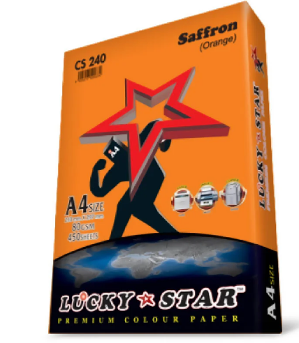 LUCKY STAR A4 FLUORESCENT COLOR PAPER- CYBER ORANGE CS 371 450’S