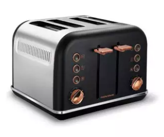 Morphy Richards Accents Rose Gold 4-Slice Toaster Black MRD-242104