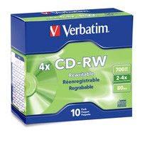 VERBATIM 95170 CD-RW 4X 700MB SLIM CASE (MEDIA) 10in1