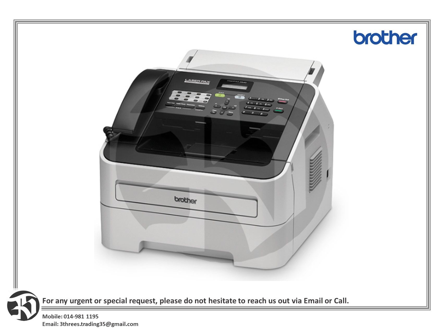 Brother FAX-2840 High Speed Laser Fax Machine