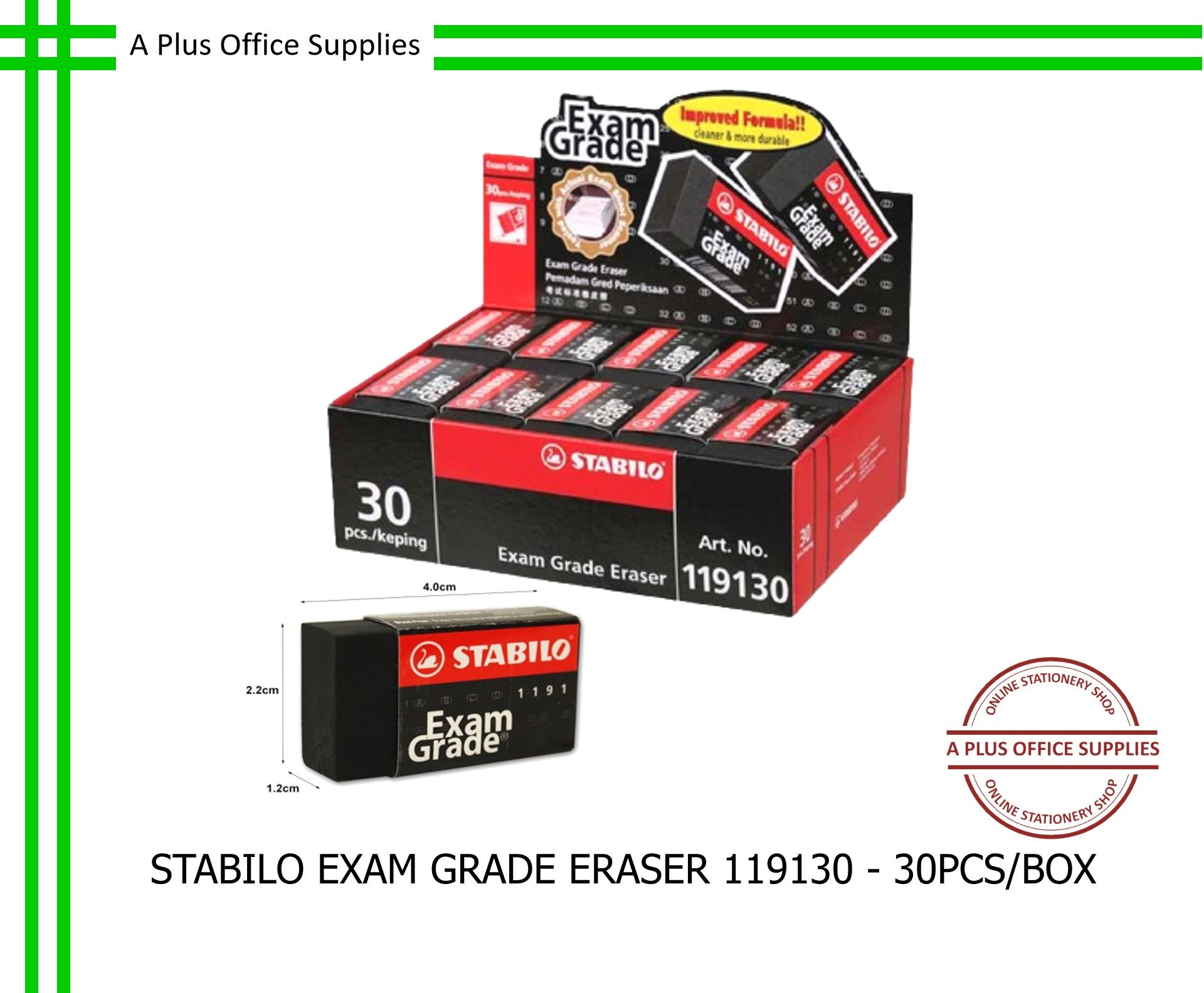 STABILO Exam Grade Eraser 119130 / Pemadam - 30pcs/box
