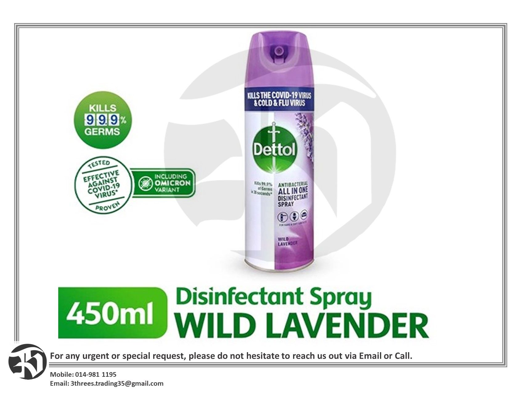 Dettol Disinfectant Spray Lavender 450ml