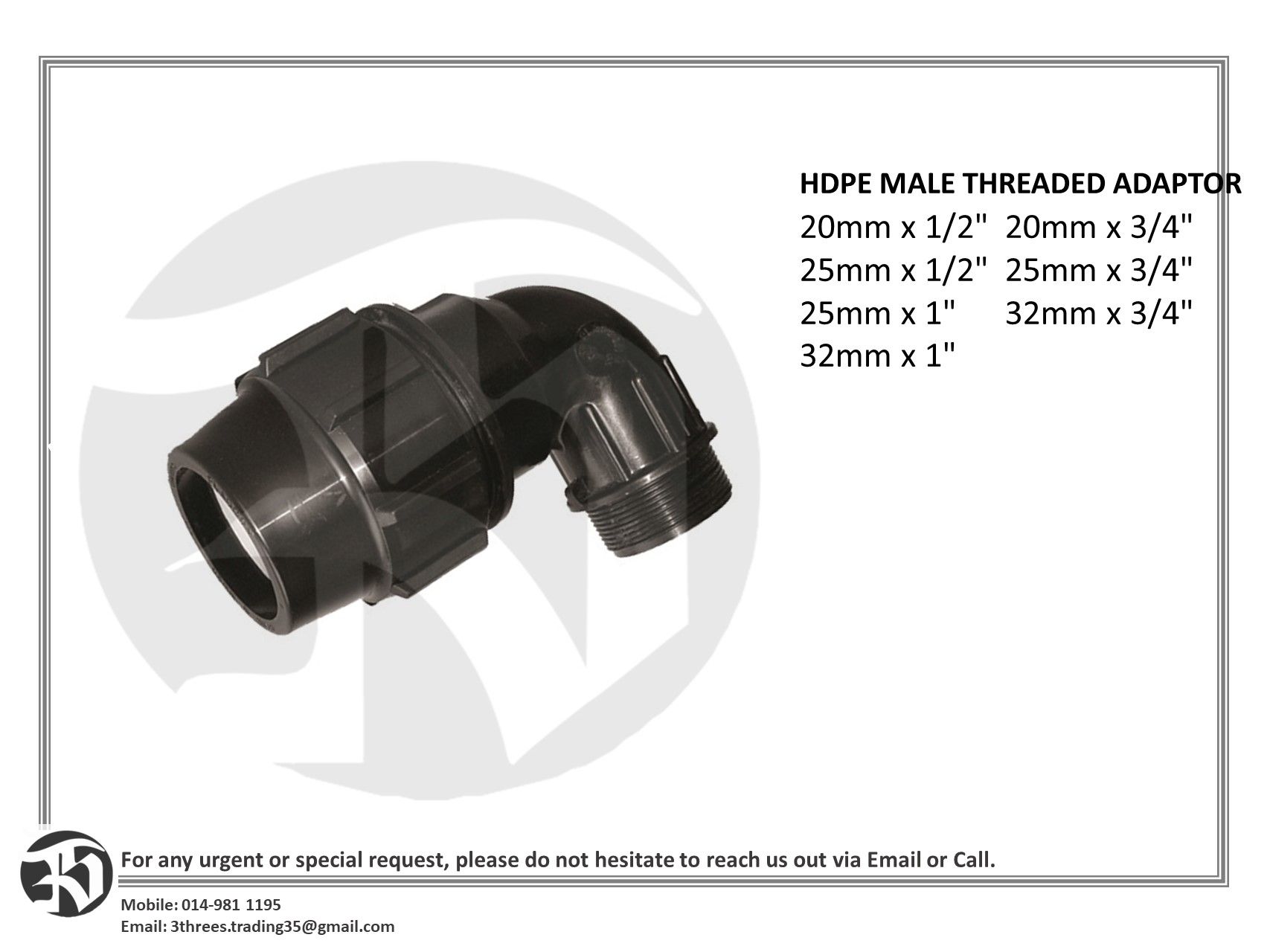HDPE MALE ELBOW