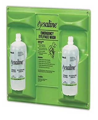 *Honeywell Home-32-000462 32 oz. (946 ml) Double Bottle Sterile Saline Eye Wash Wall Station (Trilingual, Includes 2 Full Bottles) - Green/Clear