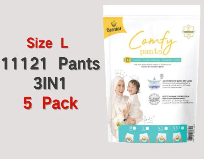 Beenies Comfy Pants / Carefy Tape Disposable Baby Diapers Trial Pack 4in1 /3in1 -  5 pack 5 pk 11121 L pant SL-11120-11123-11130-11134-KK