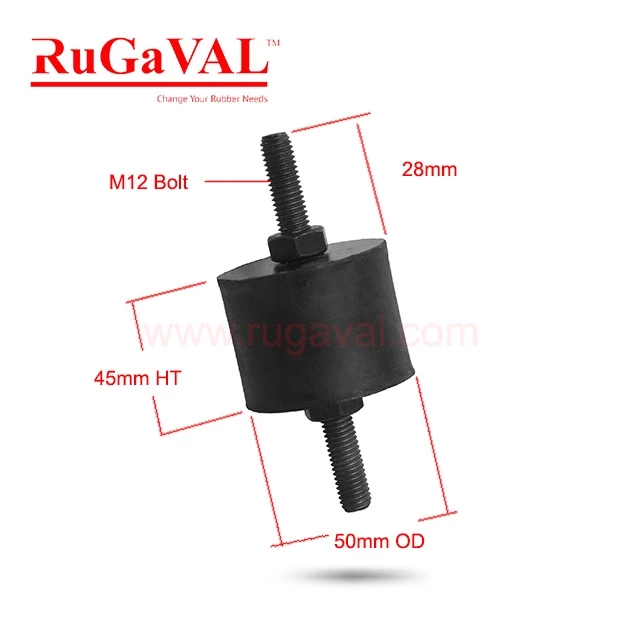 RUG Rubber Mounting, Diameter 50mm x Height 45mm x Bolt M12 Engine Mounting